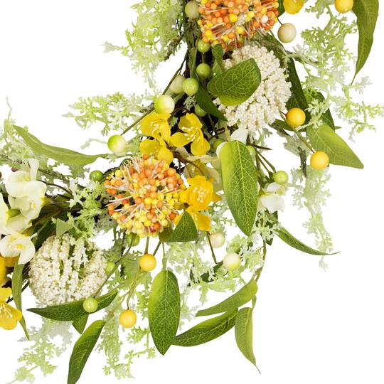 26" Yellow & Orange Berry & Thistle Floral Spring Wreath